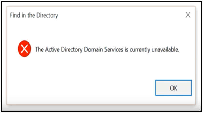 fix active directory domain services unavailable error
