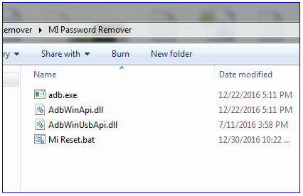 mi password remover extracted on pc