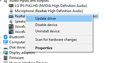 update the audio driver